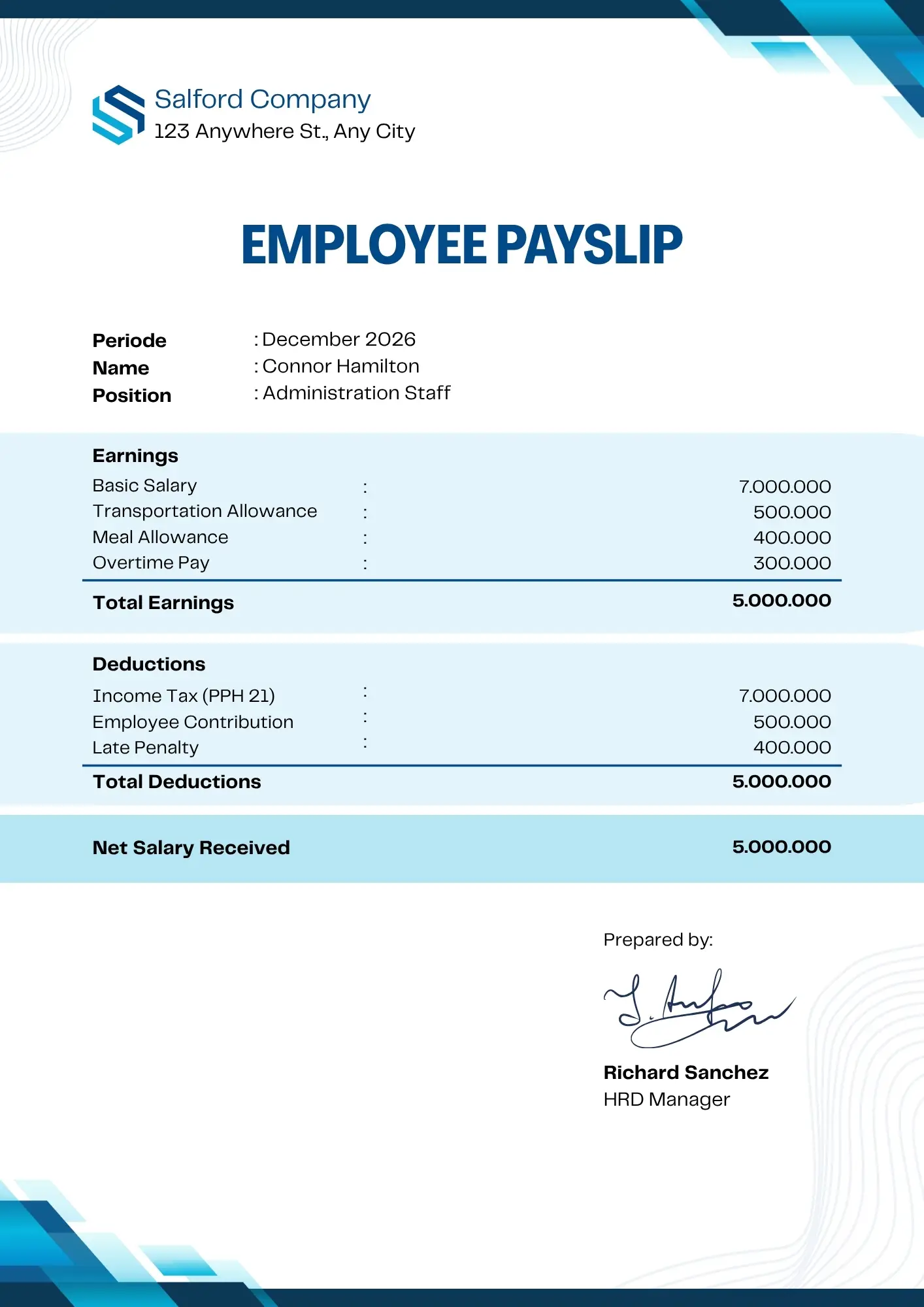 sample payslip