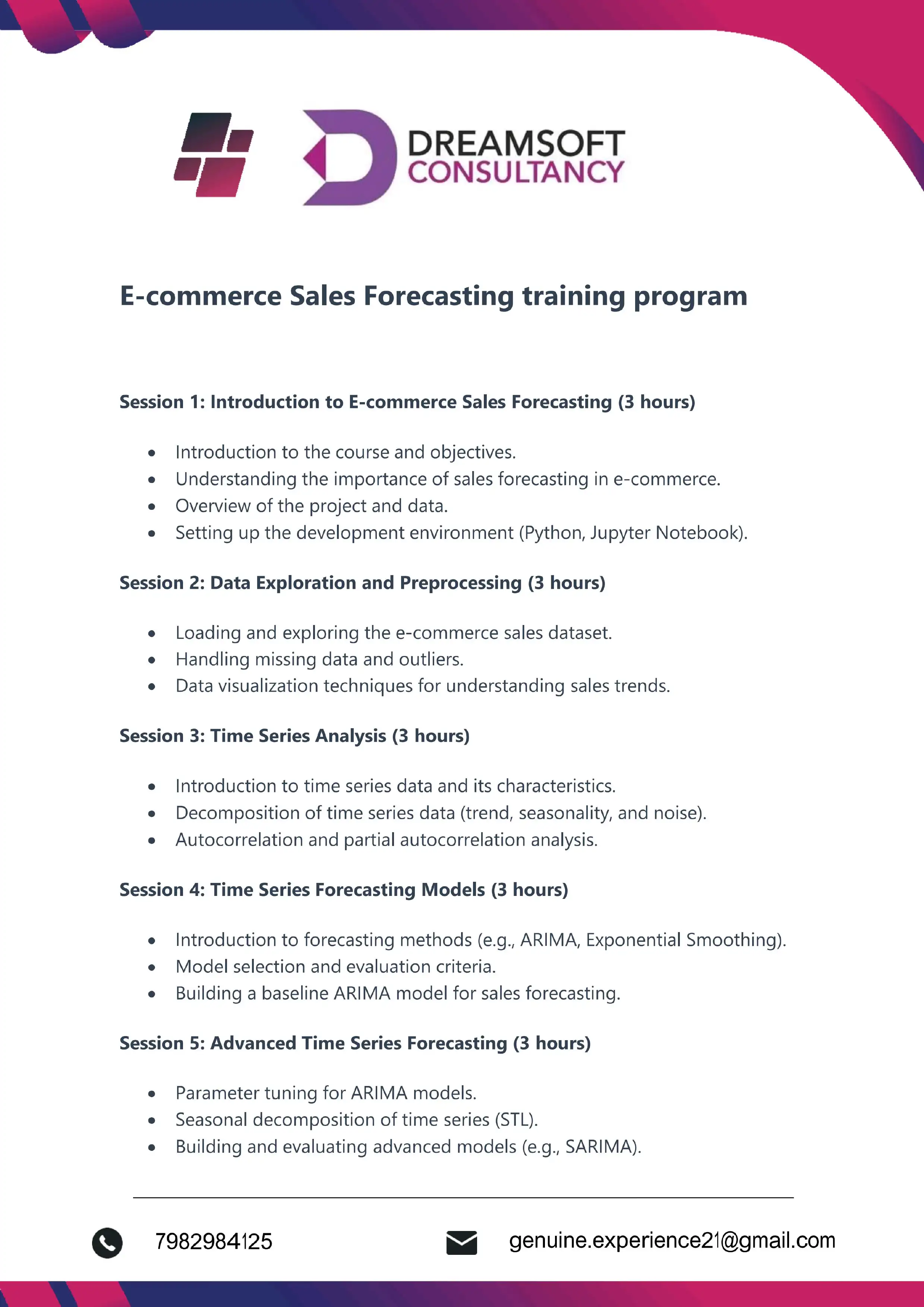 Sales forecasting Training Program Details